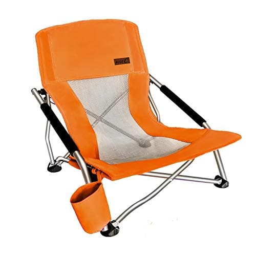 Nice C Chair Beach, Low Beach Chair, Sling, Folding, Portable, Concert, for Adults, Kids, Boat, Sand Chair with Cup Holder & Carry Bag (1 Pack of Orange)