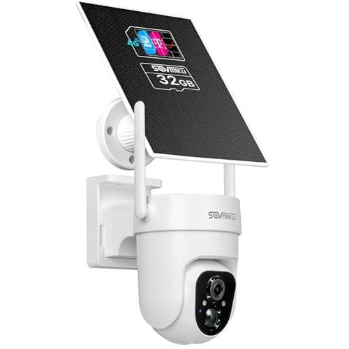 Sovmiku CQ3 4G LTE Cellular Security Camera Wireless Outdoor, .9/Month for Unlimited Data, Easy to Setup, IP65 Waterproof, No Wi-Fi Surveillance Cam Two Way Audio, Color Night Vision, 32GB Included