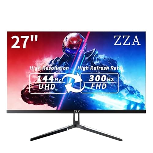 ZZA 27 Inch 4K Gaming Monitor,Dual Mode UHD(3840x2160) 144Hz & FHD（1920 * 1080） 300Hz, Adaptive Sync,HDMI 2.1 & DP 1.4, Tilt Adjustment PC Monitor, VESA, Black