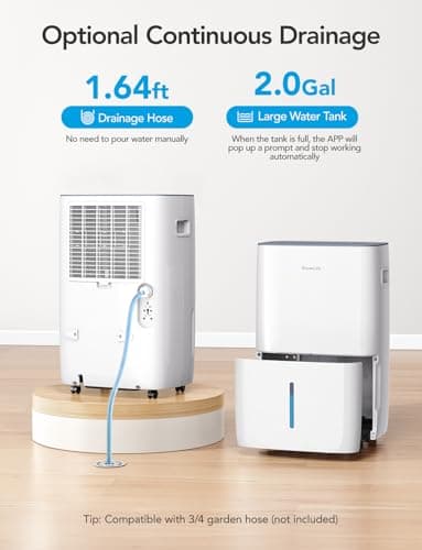GoveeLife Dehumidifier for Home 4,500 Sq.Ft, 50 to 137 Pint Smart Auto Humidity Control, Drain Hose, 2.0Gal Bucket, Compressor Dehumidifiers for Basement with Auto Shut Off, Bathroom, Garage, w/WiFi 6