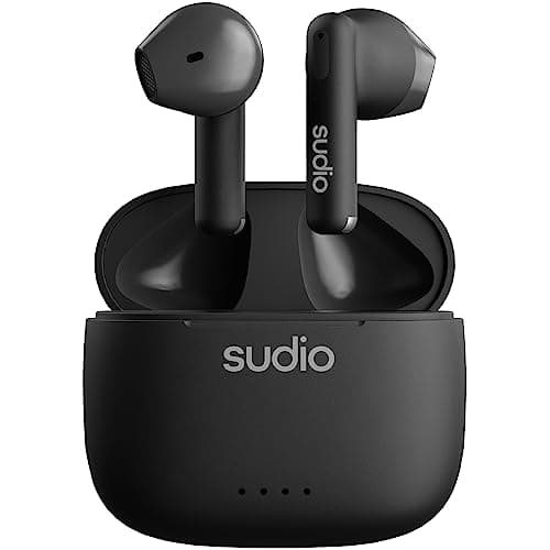 Sudio A1 True Wireless Earbuds, Bluetooth 5.3 Connection, Noise Cancelling, Waterproof, Touch Control, Charging Case, Premium Sound Quality, Comfortable Fit – Black