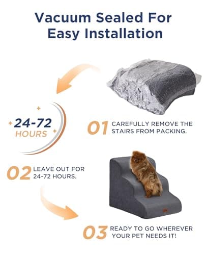 Gray Curved Dog Stairs Ramp for High Beds 28.7" H, 5-Step Dog Steps for Small Dogs and Cats, Pet Stairs for High Bed Climbing, Non-Slip Balanced Pet Step 6