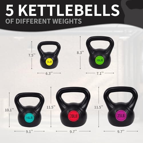 BalanceFrom Wide Grip Kettlebell Exercise Fitness Weight Set, Multiple (KB5101520-SET) 5