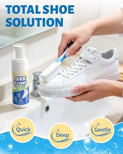 Jevvu Shoe Cleaner, Sneaker Cleaner Kit with Brush and Towel, Deep Clean Shoe Cleaning Kit for White Shoes, Leather and Rubber 5