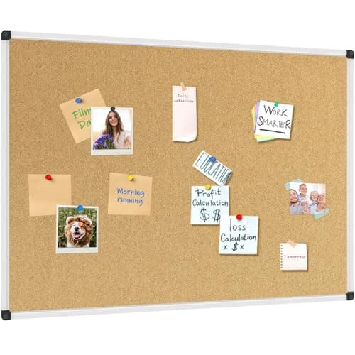 XBoard Cork Board 48 x 36, Bulletin Board Corkboard with Push Pin for Display and Organization