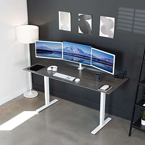 VIVO Triple Monitor Adjustable Desk Mount, Articulating Tri Stand, Holds 3 Screens up to 24 inches, White, STAND-V003YW 9