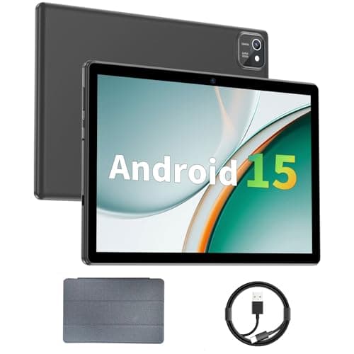 aiprotablet Tablet 10 inch Android 15 Tablets, 12GB RAM 64GB ROM 1TB Expand, Quad-Core Processor, 1280x800 LCD Touch Screen, WiFi 5, Dual Camera, BT5.0, 6000mAh Battery (Black)