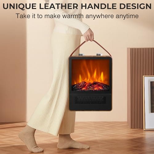 Electric Fireplace Heater for Indoor Use, 1500W/750W Space Heater Fireplace with 3D LED Flame, Double Safety Protection, Portable Fireplace Heater for Home Office Christmas Decoration 3