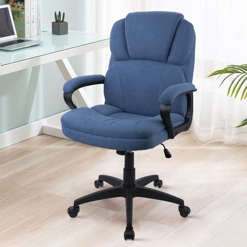CLATINA Blue Cloth Office Chair Fabric Covered Desk Chair, Adjustable Height Swivel Chairs Ergonomic Executive Chair with Arms and Wheels Comfortable Upholstered 350 LBS 8