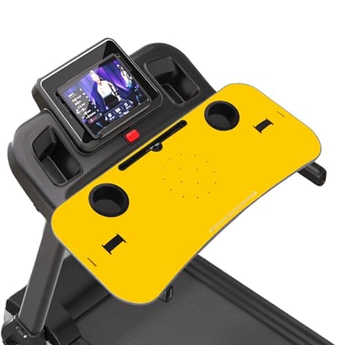 Universal Treadmill Desk Attachment Laptop Holder Ergonomic Platform Tray with Cup Tablet Holder Cooling Holes Provide Good Ventilation, Laptop Stand for Treadmill (Yellow)