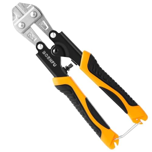 BOENFU 8-inch Portable Mini Bolt Cutter Wire Cutters, Spring Loaded, Anti-Slip Handle, NOT for Screws, Padlock, Wire Rope Cable, Light Duty