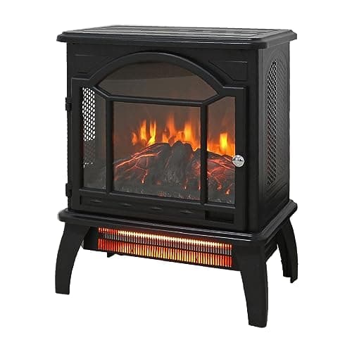 KOFOHON Freestanding Electric Fireplace Heater,Portable Infrared Fireplace Stove with 4 Types of 3D Realistic Flame Effects,Adjustable Temperature Compact Indoor Space Heater,Timer&Remote,22"-1500W 5