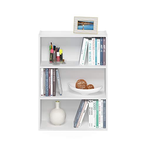Furinno PASIR Book Shelf, 3-Tier Bookshelf, Storage Shelves Bookcase, 9.7 x 23.7 x 31.5, for Living Room, Bedroom, Home Office, Plain White 5