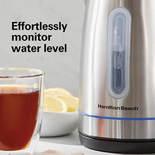 Hamilton Beach Electric Tea Kettle, Water Boiler & Heater, 1.7 Liter, Cordless Serving, 1500 Watts for Fast Boiling, Auto-Shutoff and Boil-Dry Protection, Stainless Steel with LED Light Ring (41037) 7