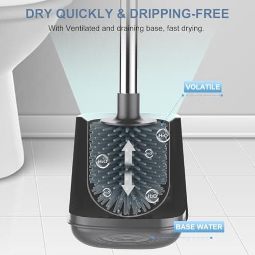 SetSail Silicone Toilet Bowl Brush and Holder Automatic Toilet Brushes for Bathroom with Holder Ventilated Toilet Cleaner Brush for Toilet Scrubber Cleaning - Grey 5
