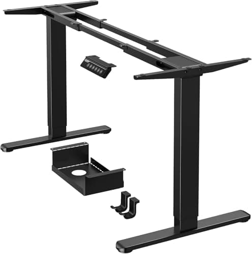 ErGear Dual Motor Standing Desk Frame, Electric Adjustable Legs Compatible Desktop Size 44″-90″, 264 lbs Weight Capacity, 4 Memory Height Settings Stand up Desks Base, Black Frame Only