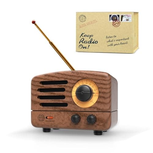 Muzen Portable Bluetooth Speaker, OTR Wood Vintage Small Wireless Speaker, FM Radio with Antenna AUX, 10h+ Long Playtime, High Fidelity Stereo Audio with Suitcase, for Gift Home Picnic