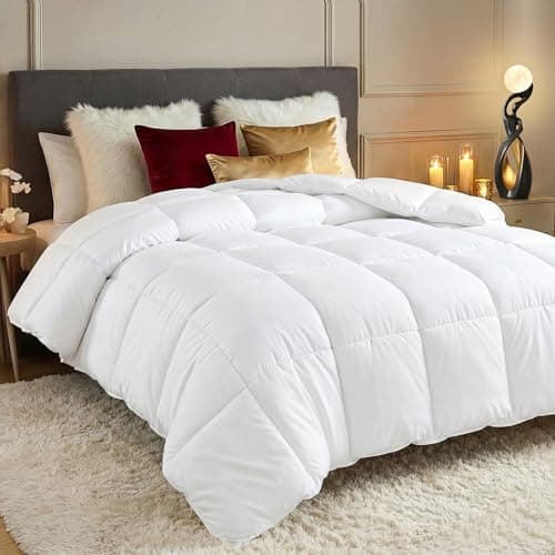Utopia Bedding Comforters Twin Size, All Season Duvet Insert, Down Alternative Box Stitched Bed Comforter with Corner Tabs, Machine Washable (White)