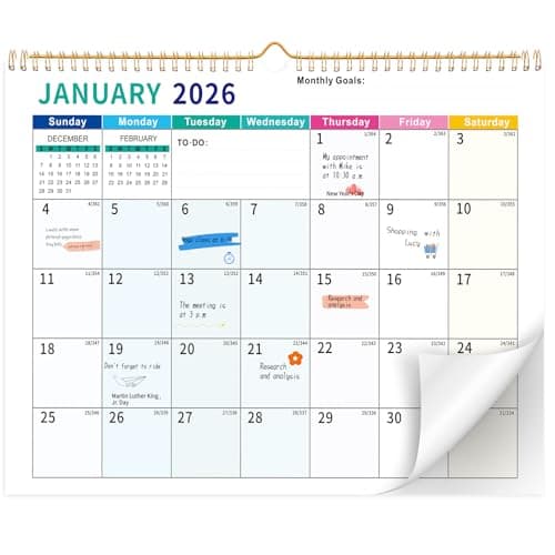 Wall Calendar 2026-2027, 18 Month Large Desk Calendar from January 2026 to June 2027 14.5" x 11.8" Monthly Calendar with Twin-Wire Binding for Home Office Planning Organisers, Colorful Blocks