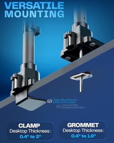 VIVO Pneumatic Arm Dual Ultrawide Monitor Extra Tall Desk Mount for Up to 49 inch Screens, Heavy Duty Clamp, Holds 2 Ultra Wides Up to 44 lbs, Black, STAND-V120K 8