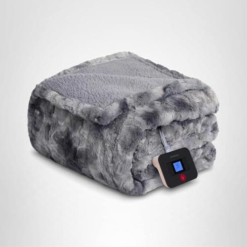 Westinghouse Electric Blanket Full, Faux Fur Heated Blanket with 10 Heating Levels & 1-12 Hours Auto Off, Soft Cozy Sherpa Heated Blanket Washable Blanket (80" x 84" Full Size, Grey) 9
