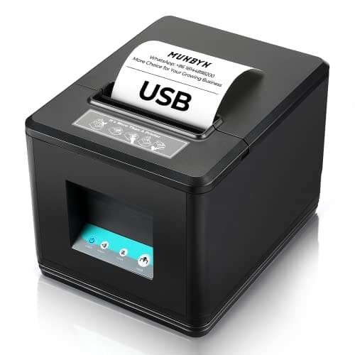 MUNBYN 80mm USB Thermal Receipt Printer, POS Printer with Auto Cutter ESC/POS Command Support Windows Mac, Do Not Support Square (Only USB Interface)