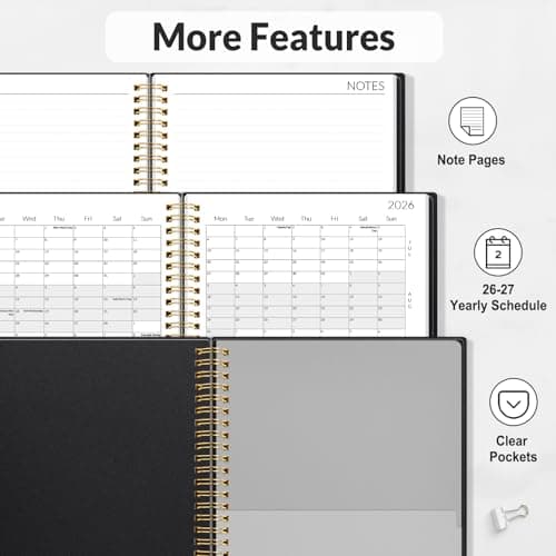 SUNEE 2026-2027 Planner - 24 Months (Jan 2026 - Dec 2027) - 7"x10" Monthly Spreads & Yearly Planner, Black 6