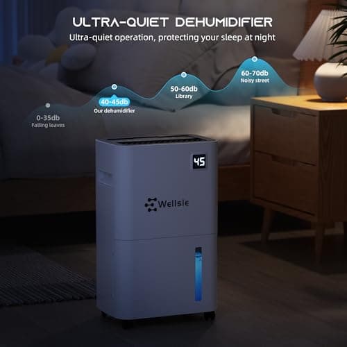 Dehumidifiers for Home, 50 Pint Dehumidifier for Basement, Bedroom, Bathroom with Drain Hose - Smart Quiet Dehumidifier with 24HR Timer - 3 Working Modes 6
