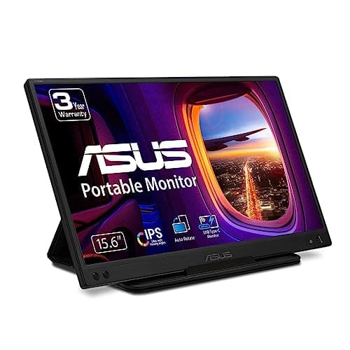 ASUS ZenScreen 15.6” 1080P Portable USB Monitor (MB166C) - Full HD, IPS, USB Type-C, USB-Powered, Eye Care, Flicker Free, Blue Light Filter, Tripod Mountable, Anti-Glare Surface, Protective Sleeve