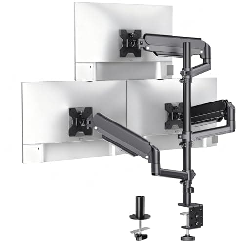 WALI Triple Monitor Mount for 13-32 inch Screens, Full Adjustable 3 Monitors Desk Mount with Clamp & Grommet Base, Gas Spring Monitor Arm, up to 19.8lbs Each, VESA 75x75 100x100 mm (GSDM003XL), Black
