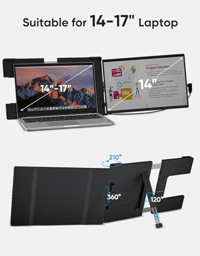 Dopesplay Laptop Screen Extender, 14" FHD 1200P IPS External Portable Monitor for Laptop, Plug & Play Dual Screen Monitor for 14"-17" Laptops, Compatible with Mac, Wins, Chrome, Android, Dex 7