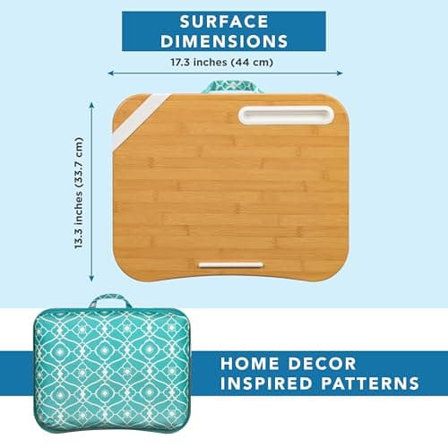 LAPGEAR Designer Lap Desk with Phone Holder and Device Ledge - Aqua Trellis - Fits up to 15.6 Inch Laptops - Style No. 45422 5