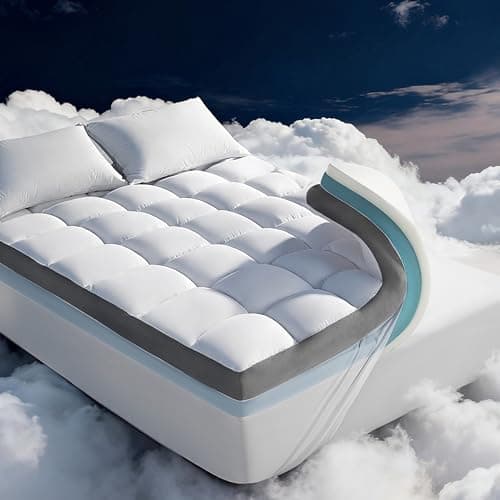 5 Inch Dual Layer Mattress Topper,2.5 inch Cooling Gel Memory Foam Pillow Top & 2.5 inch Shredded Foam Mattress Pad,Extra Firm & Thick Topper for Back Pain Relief,Fits 6"-18" Deep Pocket(King,78"x80")