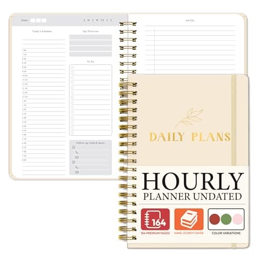 Only Zest Undated Daily Planner with Hourly Schedule – Minimalist Notebook for Work, Home & Daily Writing | Simple Matte Notes for Goals, Appointments & Productivity, Elegant Cardstock Pages, Cream