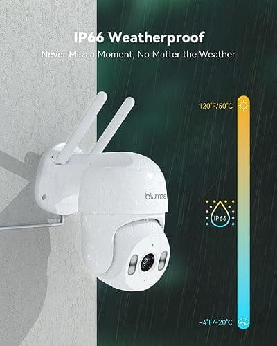 blurams 2K Outdoor Camera Wired, 5GHz/2.4GHz Wi-Fi Cameras for Home Security Outside with 360° PTZ, Color Night Vision, Motion Detection Tracking, Two-Way Audio, IP66 Weatherproof, Works with Alexa 5