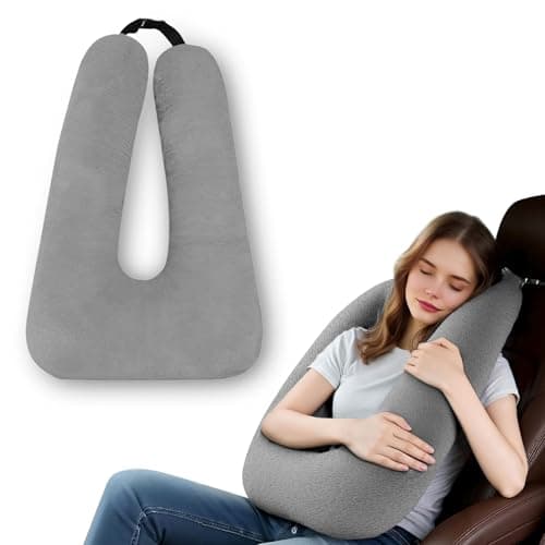 MROUEN Car Pillow for Kids – Comfort Travel Pillow for Car – Soft Cotton Support Cushion for Children and Adults on Long Trips (Gray)