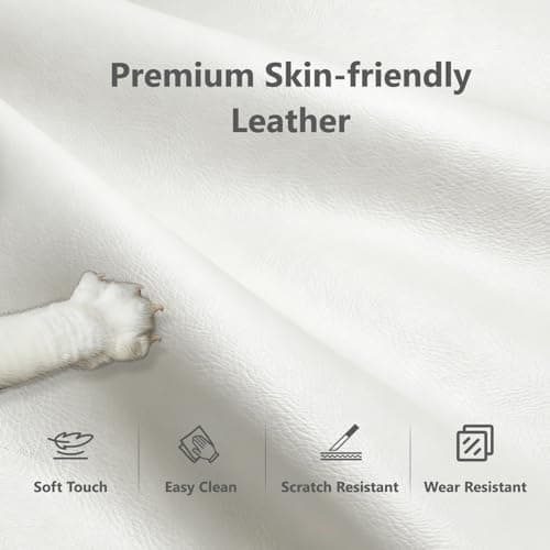 Genpo White and Gold Office Desk Chair Memory Foam, High Back Leather Executive Office Chair with Wheels and Arms for Women Girls Teens Adults 7