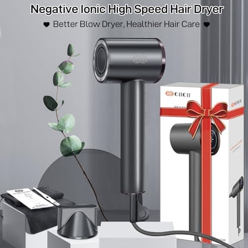CIICII Negative Ionic Hair Dryer Professional, 120000RPM High Speed Blow Dryer (1600W Brushless/ 3-Speed/ 4-Temp & HD Display & Portable Bag) Fast Drying Hairdryer for Home, Travel & Salon (Black) 8