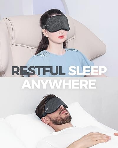 MZOO Luxury Sleep Mask for Back, Side Sleeper, Complete Light Blocking Sleeping Eye Mask Night Blindfold, 3D Zero Pressure & Spacious for Lash Extensions, Breathable Soft Eye Cover Flight Nap Travel 7