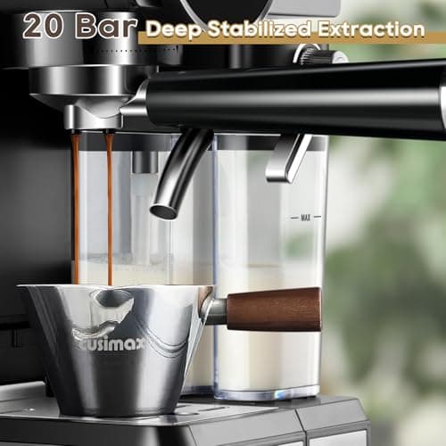 CUSIMAX Expresso Coffee Maker with Milk Frother,Cappuccino Machine Makes Espresso,Cappuccino,and Lattes with One-Touch Ease,and the Manual Mode Makes Creative Coffees with Cleaning Function 3