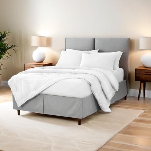 Bare Home Queen Bed Skirt - 15-Inch Tailored Drop Easy Fit - Bed Skirt for Beds - Center & Corner Pleats (Queen, Grey) 8