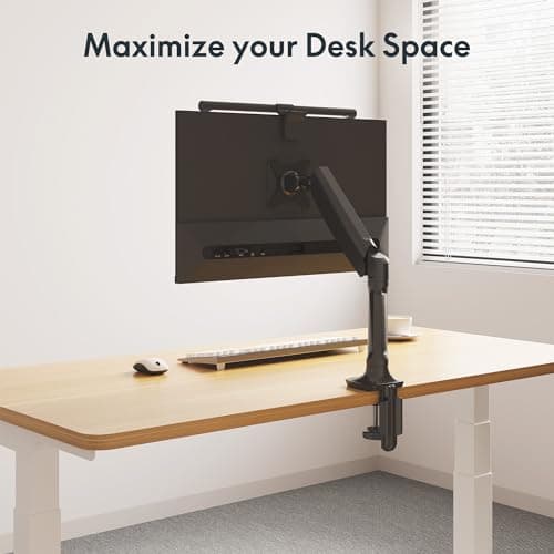 FlexiSpot Single Monitor Stand - Adjustable Spring VESA Mount with C Clamp for 17 to 30 Inch Computer Screens - Heavy Duty Monitor Arm Holds up to 3.3 to 11lbs 6