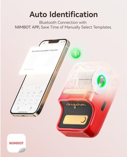NIIMBOT B21 Label Maker Inkless Bluetooth Label Printer, 2 Inch Portable Thermal Label Machine for Small Business, Address, Logo, Clothing, Mailing, Candles, Jewelry, Sticker Printer for Gift, Red 8