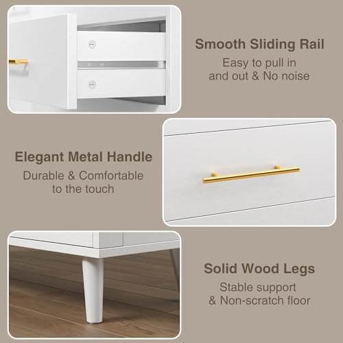 Aiho 6 Drawer Dresser Modern Drawers with Metal Handles, Wood Storage Dresser for Bedroom, Living Room, Entryway, White 5