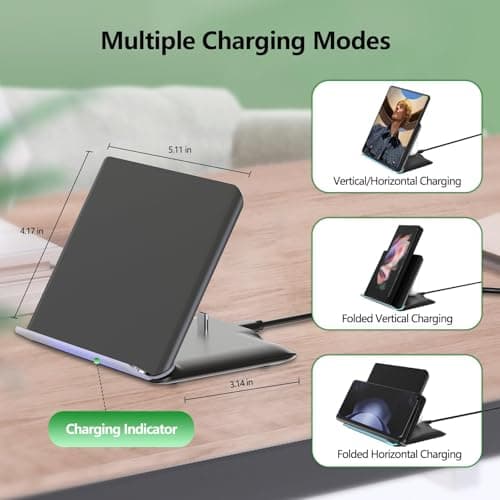 Wireless Charger for Samsung, 2 in 1 Fast Wireless Charging Station for Galaxy Z Fold 7/6/5/4/3, Galaxy S24/S23/S22,Google Pixel, Galaxy Buds 3/2/Pro/Live, Charging Stand with PD Adapter 5