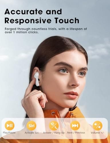 Wireless Earbuds, Bluetooth Ear Buds with Big Bass Stereo Sound, 48 Hours Playtime, Lightweight in-Ear Fit Earphones, IPX7, Hands-Free Calls with AI for iPhone, Android, Pad, Sports, Workout White 7