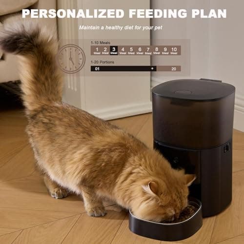 Automatic Cat Feeder with Camera & Voice Interaction, WiFi/App Control, 4L Dry Food Dispenser for Cats & Dogs with Freshness Preservation, Custom Feeding Times & Portions, Dual Power 5