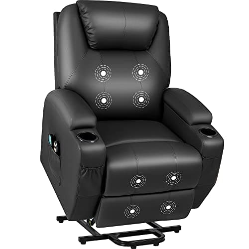 JUMMICO Power Lift Recliner Chair with Massage for Elderly PU Leather Modern Reclining Sofa Chair with Cup Holders, Remote Control, Adjustable Furniture (Black) 8