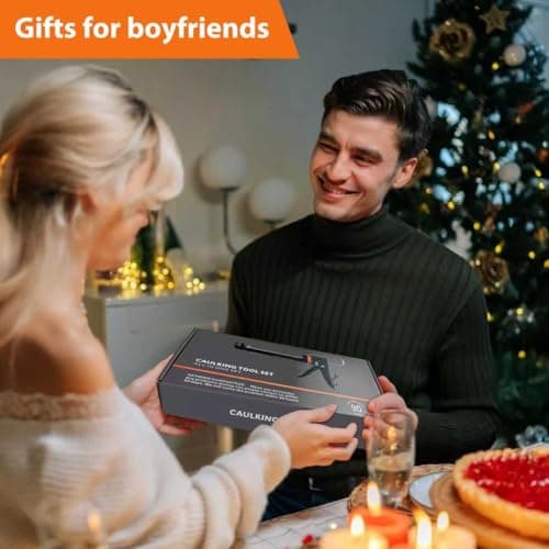 Caulk Gun Kit with Caulk Remover Tool - Smooth Silicone Caulking Gun Set for Caulking Removal, Shower & Bathroom, Includes Caulking Gun Tool, Caulk Scraper Tool Spackle Knife, All in One with Gift Box 7