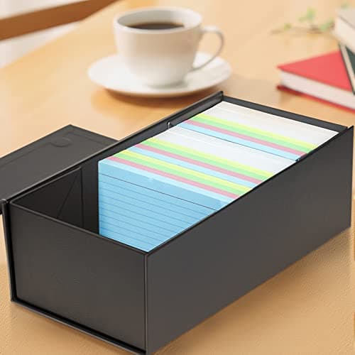 Harhana 3x5 Index Card Holder Card File Box Organizer, Hold 1200 3x5-Inch Flash Cards 1 Pack Black 7